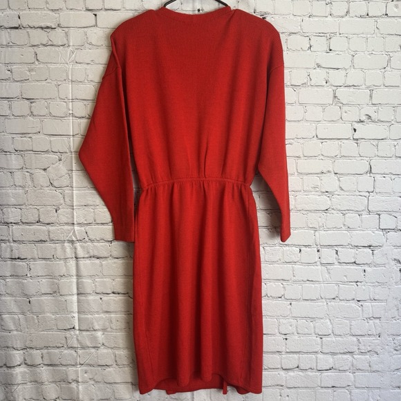 VTG St. John for I.Magnin Red Button Detailed Knit‎ Dress Nursing Sz 10/MEDIUM - Picture 2 of 12